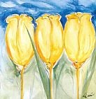 Yellow Canvas Paintings - 3 Yellow Tulips
